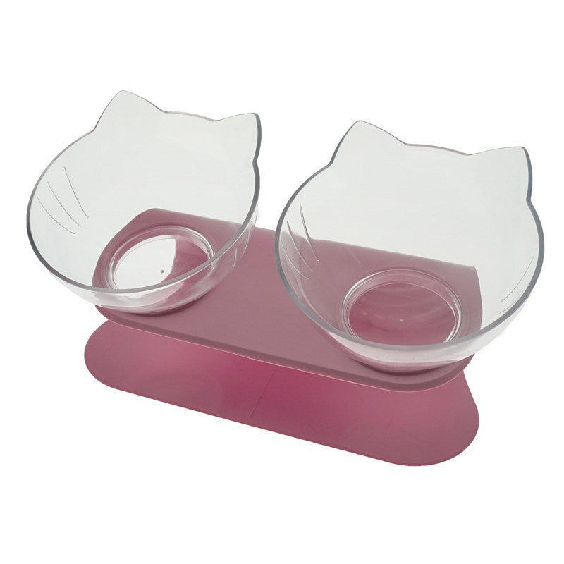 Double gamelle transparente anti dérapant avec support surélevé