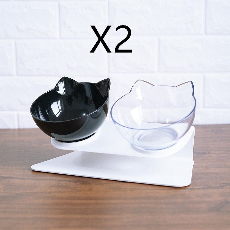 Double gamelle transparente anti dérapant avec support surélevé