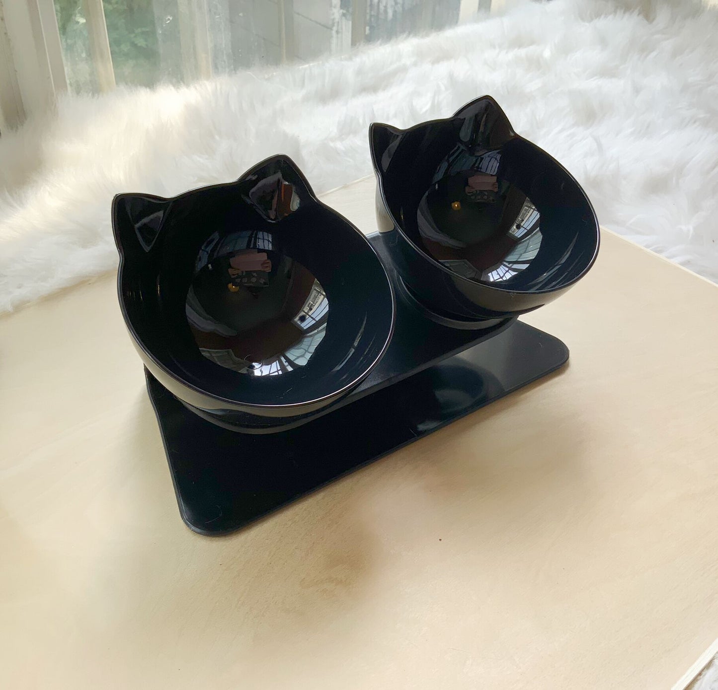 Double gamelle transparente anti dérapant avec support surélevé